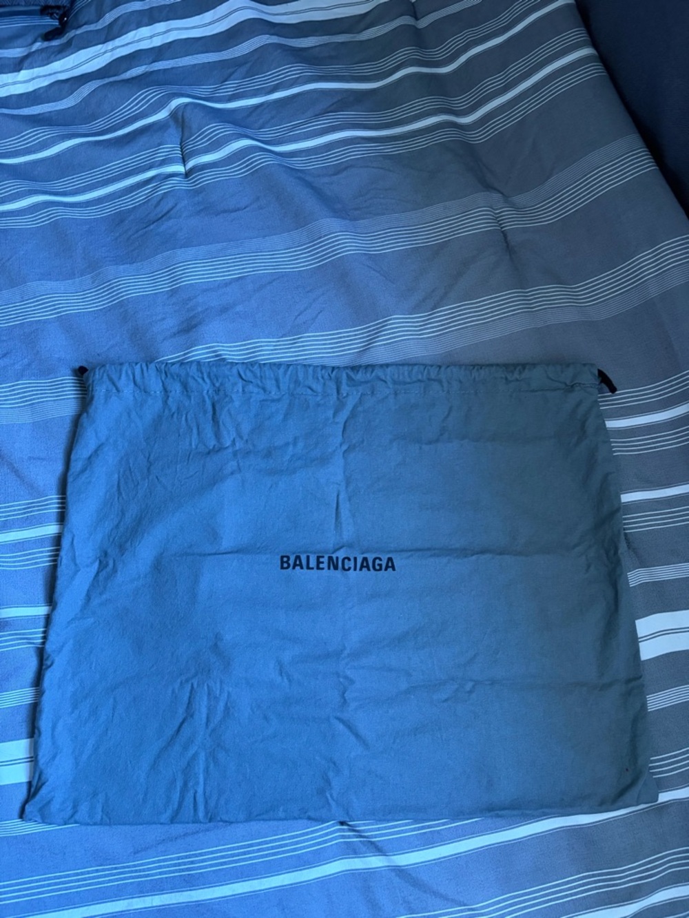 Balenciaga Navy Blue Drawstring Dust Sack